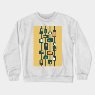 Mid Century Funky Blocks in Yellow, Charcoal, Teal, and Orange Crewneck Sweatshirt